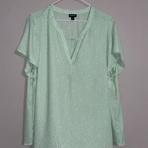 Torrid Light Green Polka Dot Blouse 1 NWOT